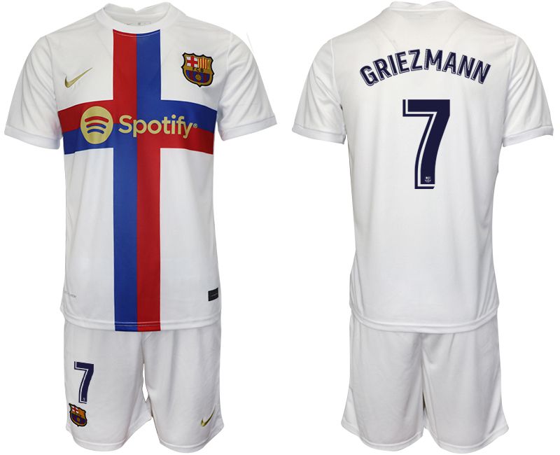 Men 2022-2023 Club Barcelona white away #7 Soccer Jersey->barcelona jersey->Soccer Club Jersey